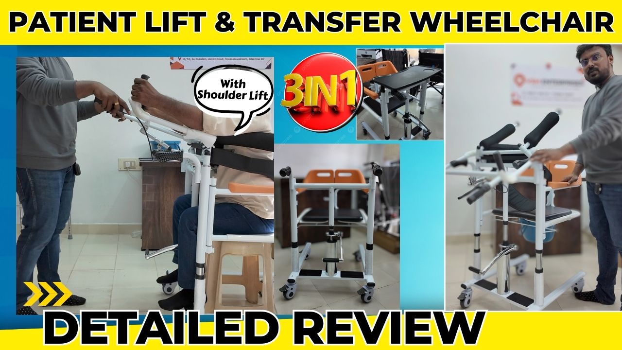 Easy Patient Lift ✅ & Transfer Wheelchair with Shoulder Lift Support - VSM Kare 3in1 Transfer Chair