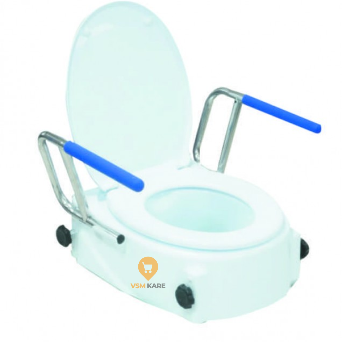 Toilet Seat Raiser with Handle & Height Adjustment - Seat Raiser for Western Commode