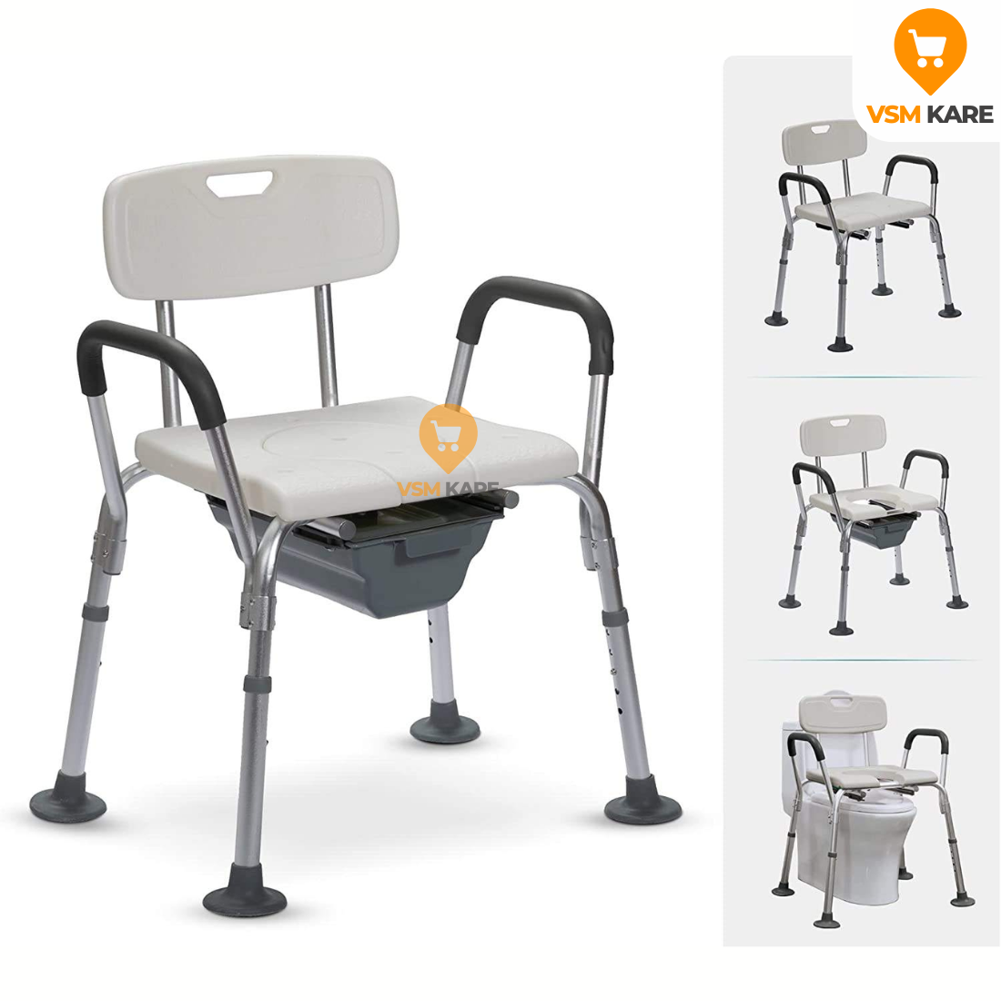 2 in 1 Shower/Bath Chair & Commode/Potty Chair with Anti slip bottom