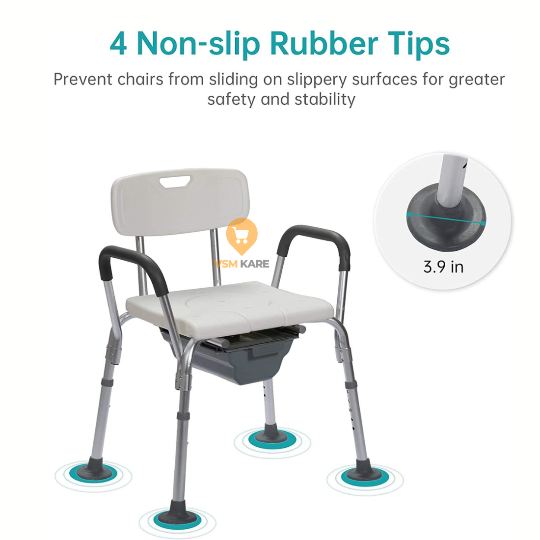 2 in 1 Shower/Bath Chair & Commode/Potty Chair with Anti slip bottom
