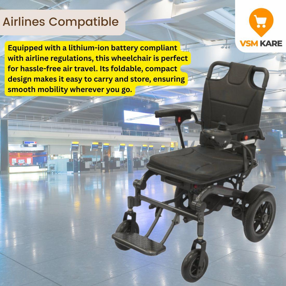 Motorised Wheelchair - Foldable, Compact, Lithium Battery Wheelchair, Armrest Flip down