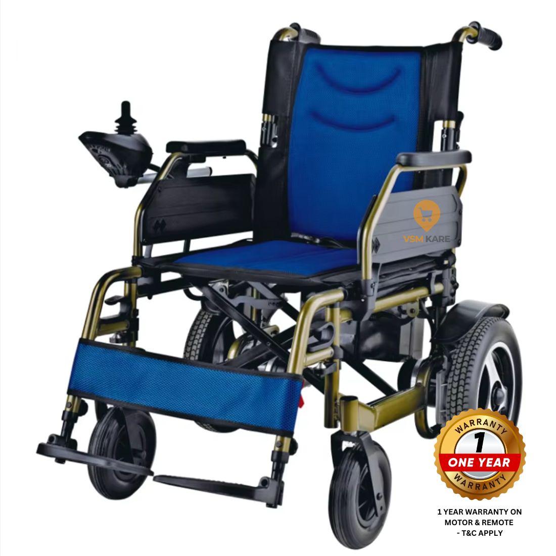Electric Wheel chair - Foldable Motorised Wheel chair | Wheel chair with 1 Year Warranty on Joystick & Motor