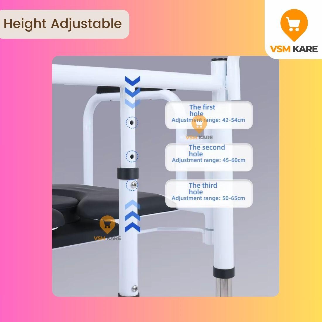 Patient Lift & Transfer Wheel chair - Hydraulic (Easy Height Adjustable) with Commode, Food Tray