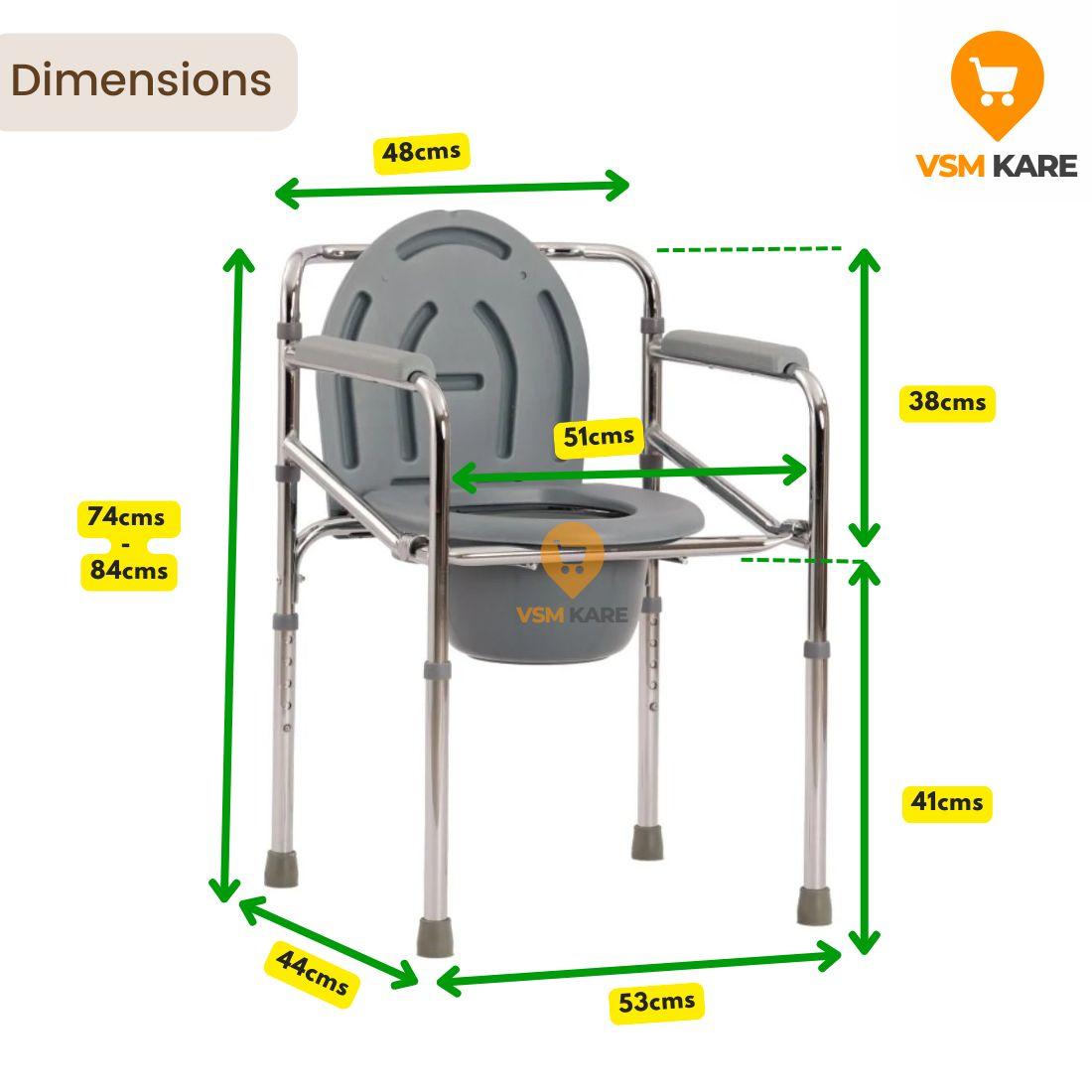 Commode Chair with Height Adjustable, Multipurpose Portable Commode