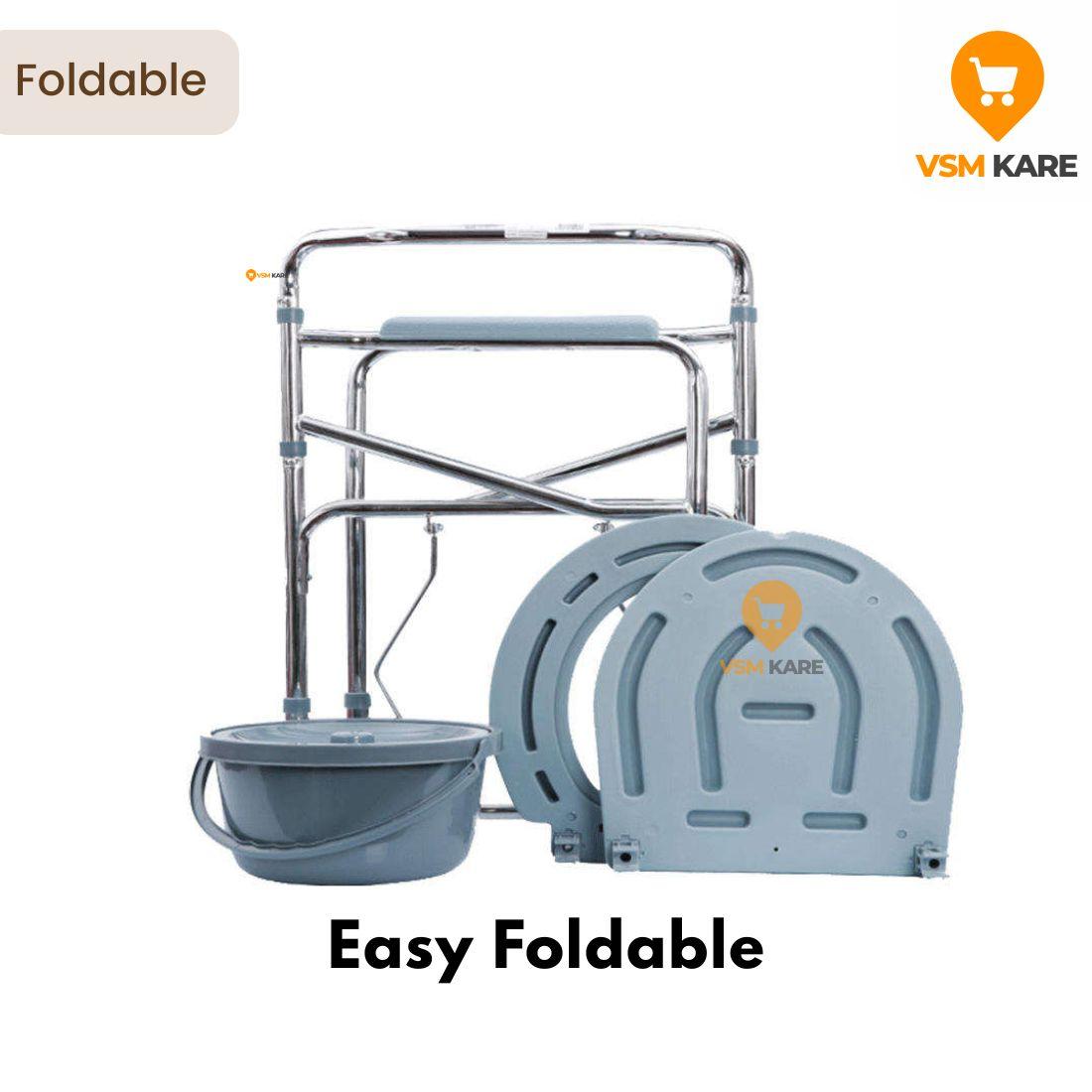 Commode Chair with Height Adjustable, Multipurpose Portable Commode