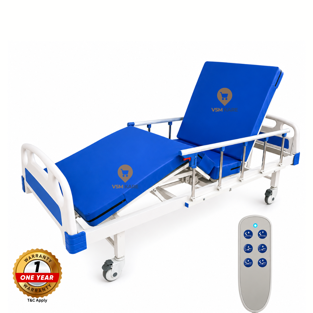 Electric Double fowler Cot for Home/Hospital with Side railing, Wheels & IV Stand (Motorised Cots)