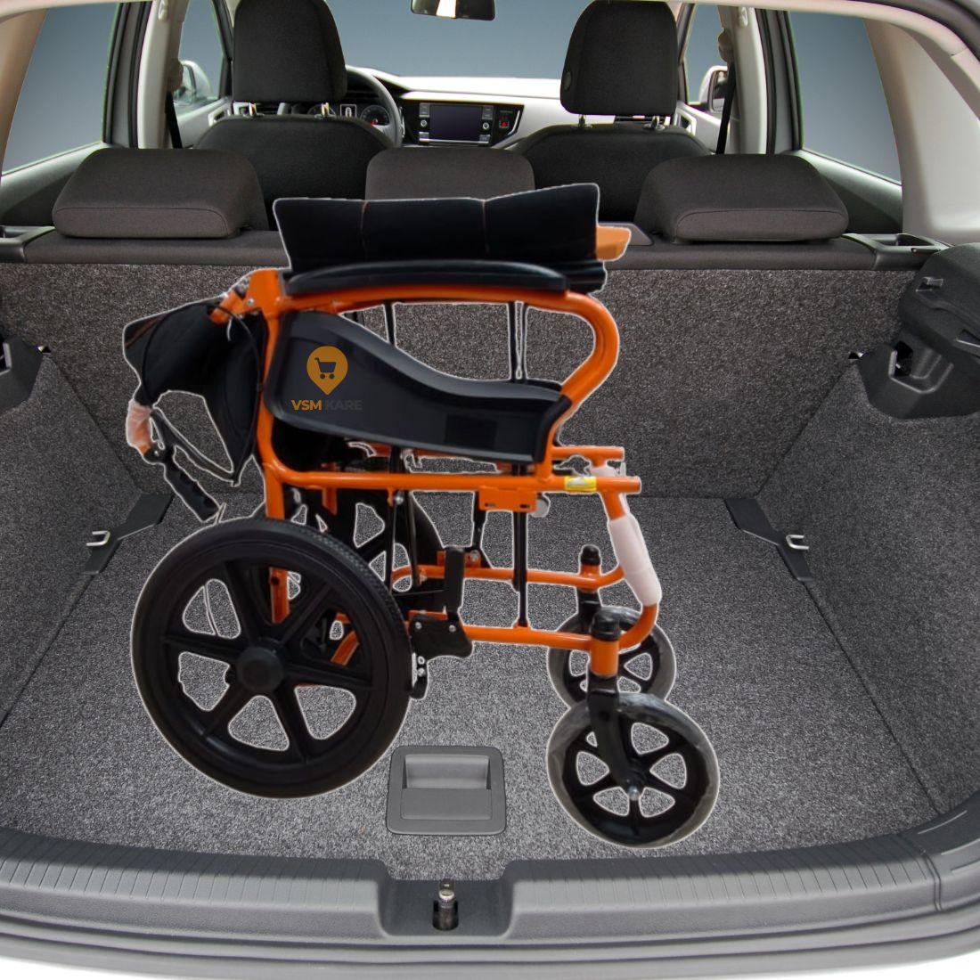 Foldable Wheelchair with Attender Brake - Premium Compact Wheelchair