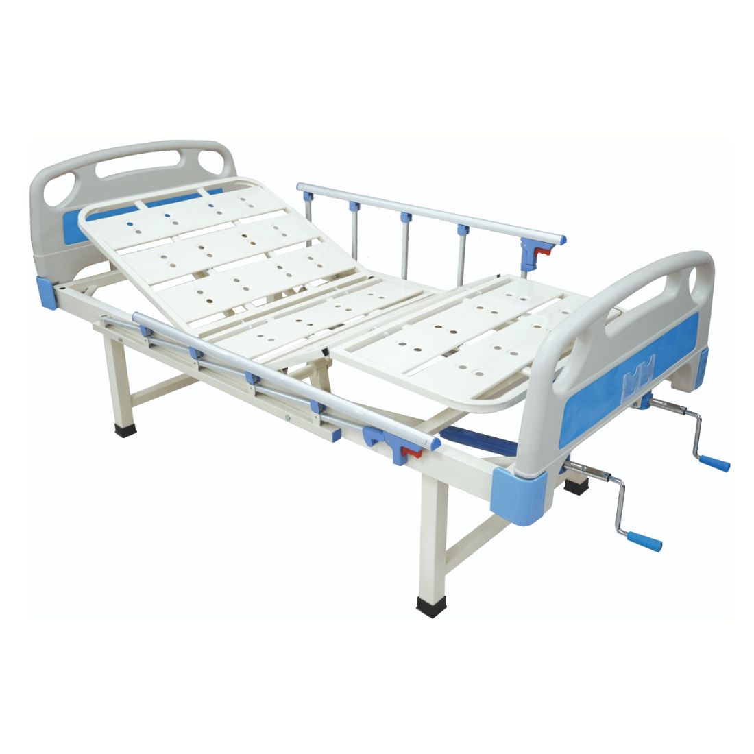 Premium Double fowler Cot for Home/Hospital with ABS Side railing & IV Stand (Manual Cots)