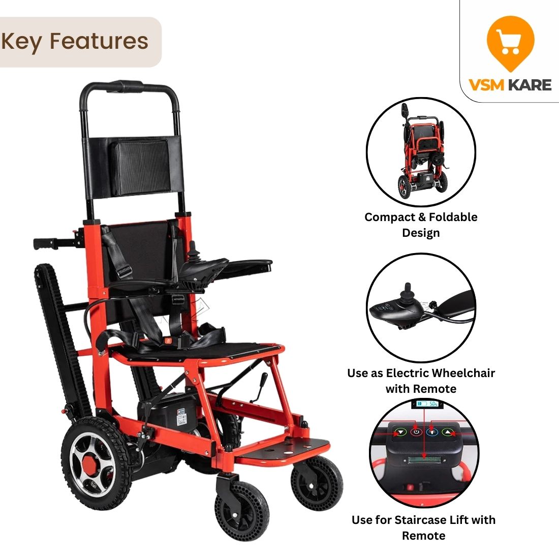 2 in 1 Staircase Lift Wheelchair cum Electric Wheelchair