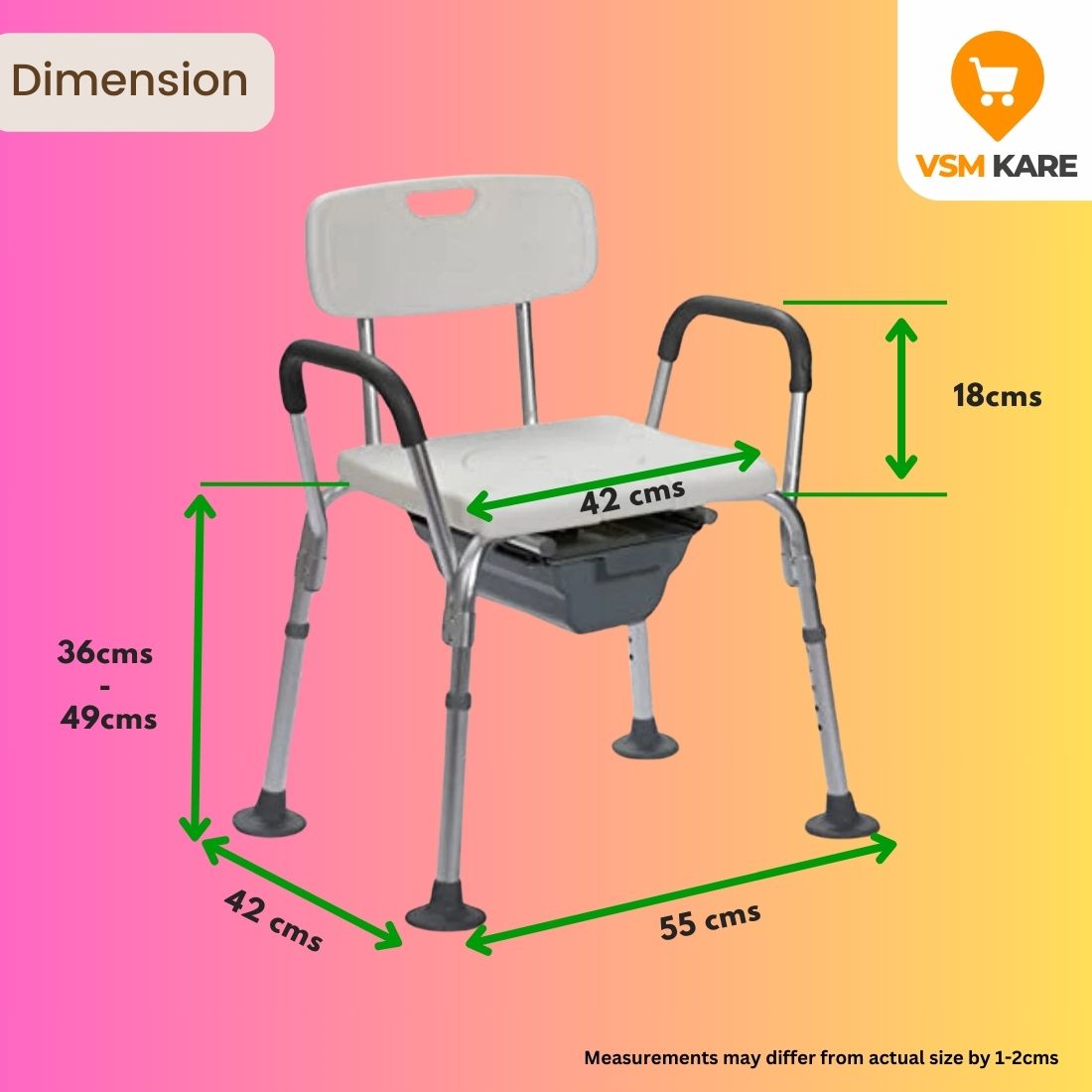 2 in 1 Shower/Bath Chair & Commode/Potty Chair with Anti slip bottom
