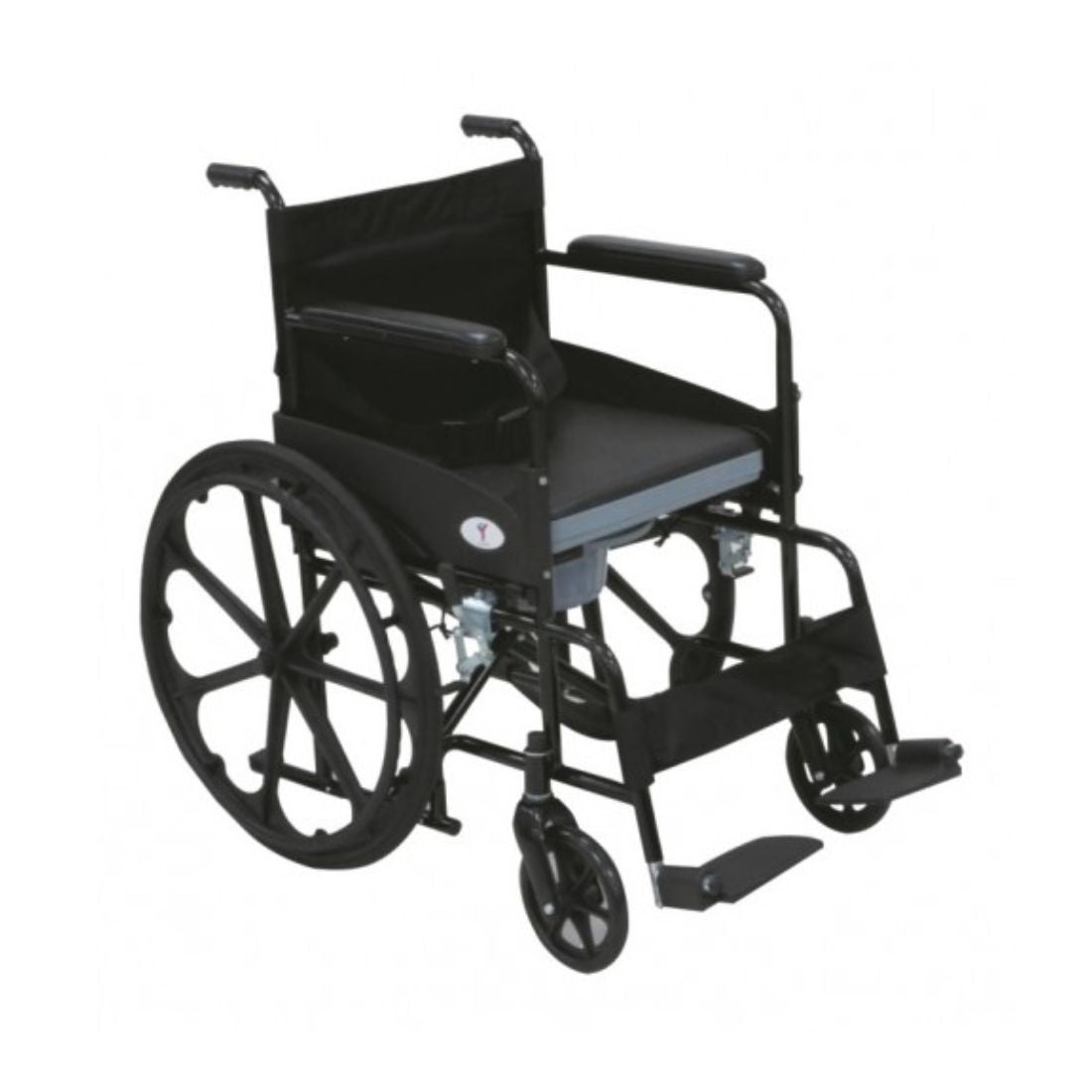 Commode Wheelchair, Self Propelled Foldable Commode Wheelchair, Mag Wheels, Powder Coated