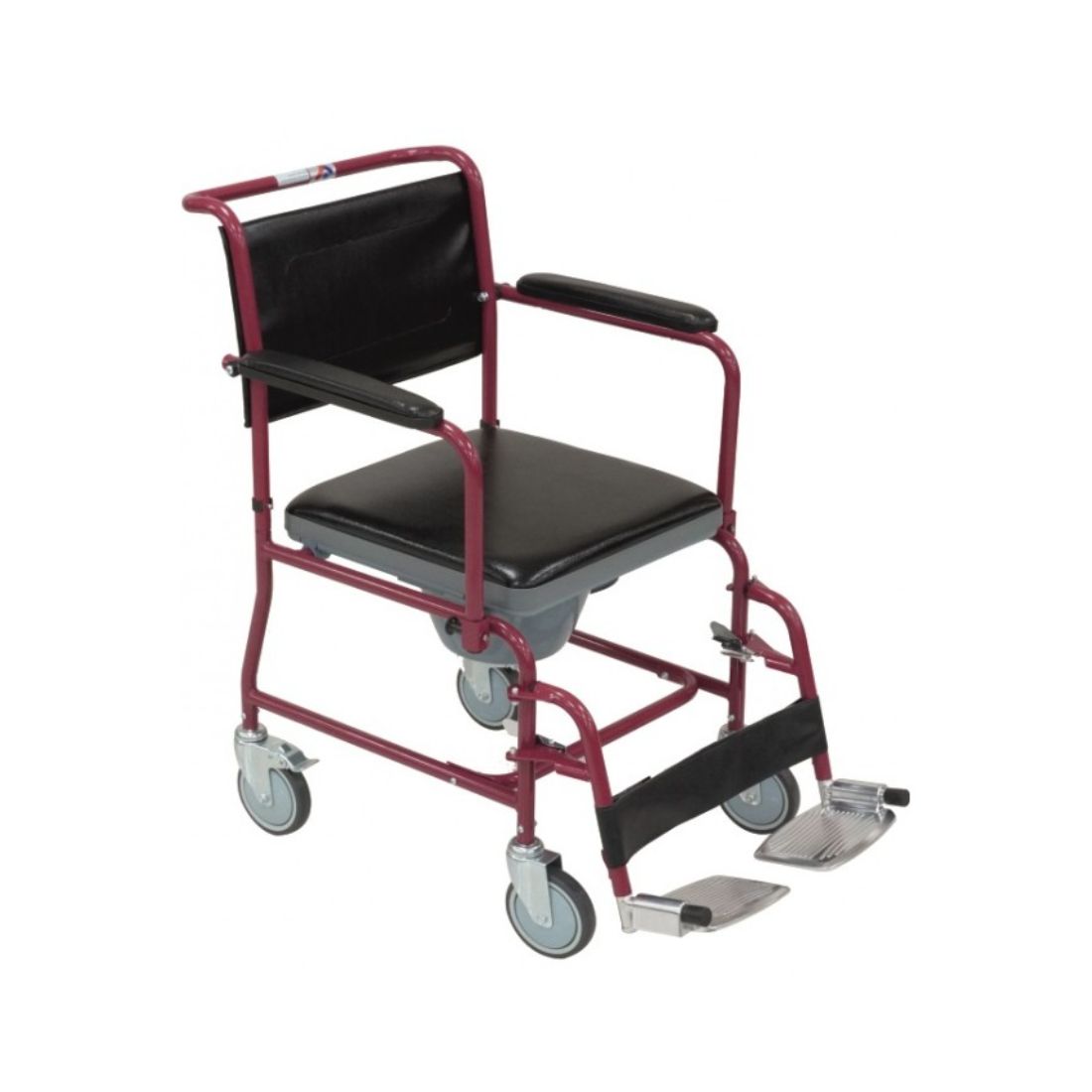 Commode Wheelchair with Flipdown Armrest & 5" Solid Castor Wheels