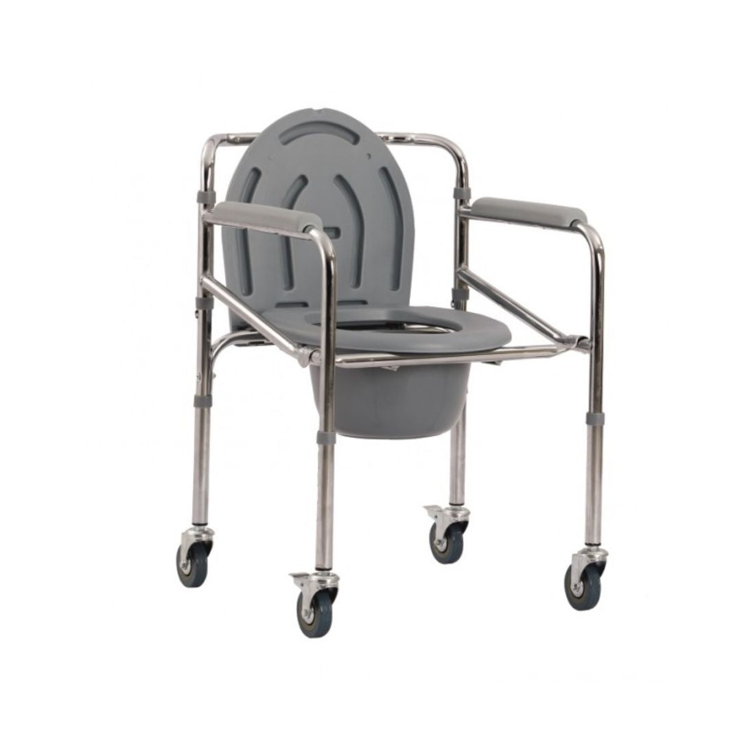 Commode Chair with Wheels & Height Adjustable, Multipurpose Portable Commode