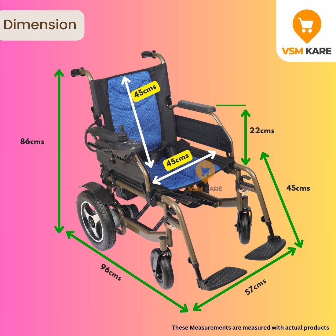 Electric Wheel chair - Foldable Motorised Wheel chair | Wheel chair with 1 Year Warranty on Joystick & Motor