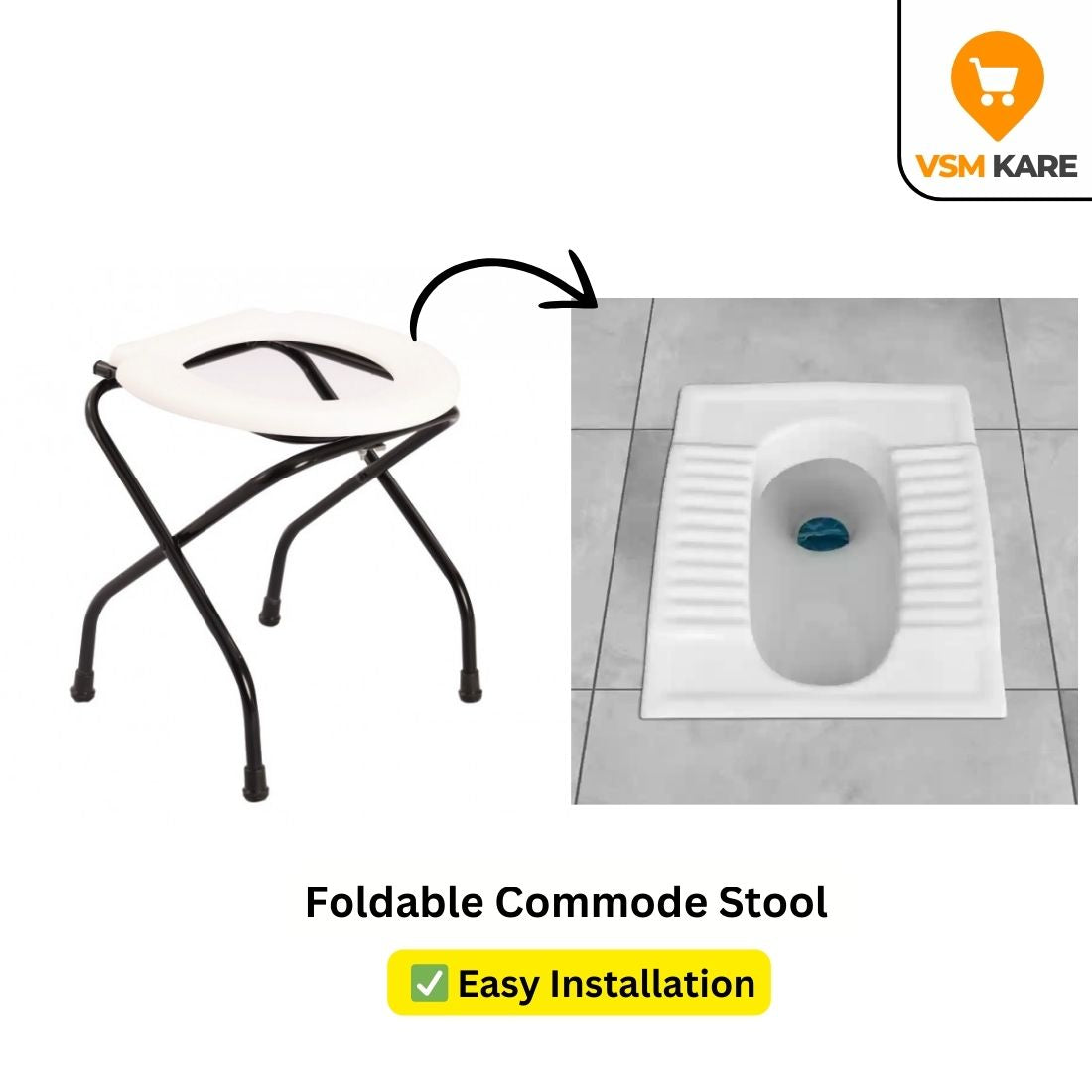 Foldable Commode/Toilet Stool for Indian Toilets | Easy Foldable & 100Kgs Weight Capacity