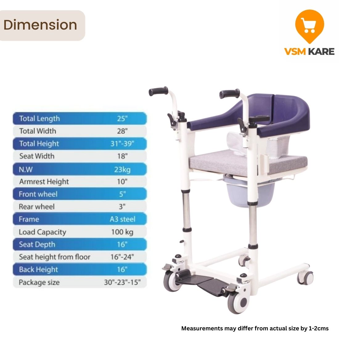 Patient Lift & Transfer Wheelchair - Multi purpose Patient Lift Transfer Wheelchair with Commode