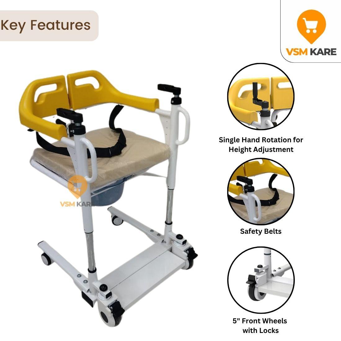 Features of Patient lift & transfer wheelchair at best price in India