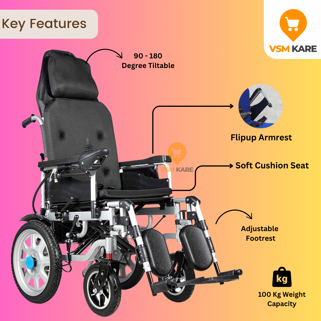 Specification of recliner wheelchair motorised