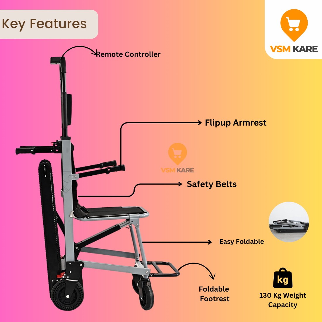 Automatic stair climbing chair Wheelchair for stairs with tracks