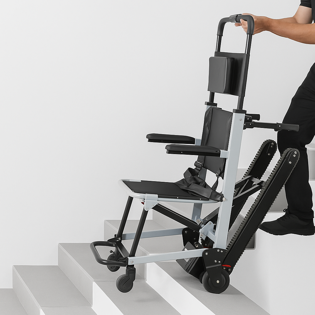 stair climbing wheelchair for steps used to climb the steps.