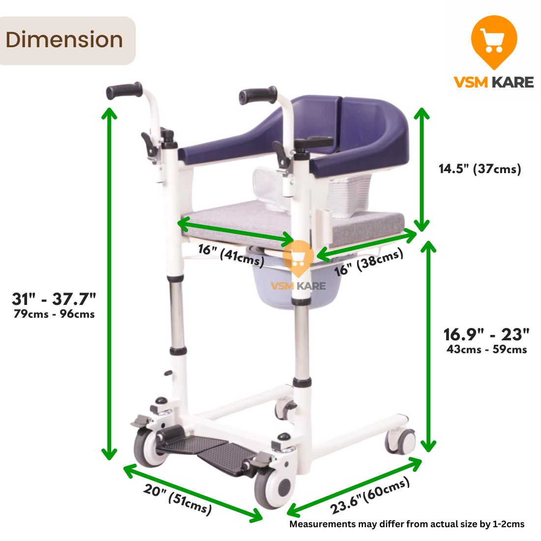 Patient Lift & Transfer Wheelchair - Multi purpose Patient Lift Transfer Wheelchair with Commode