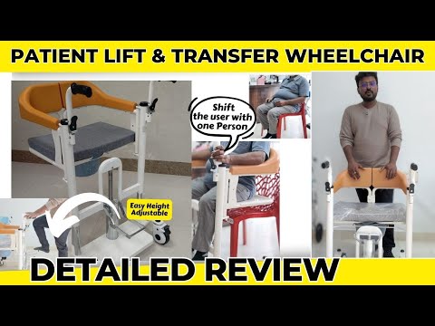 Patient Lift & Transfer Wheel chair for bedridden patient with Easy Height Adjustable with Commode