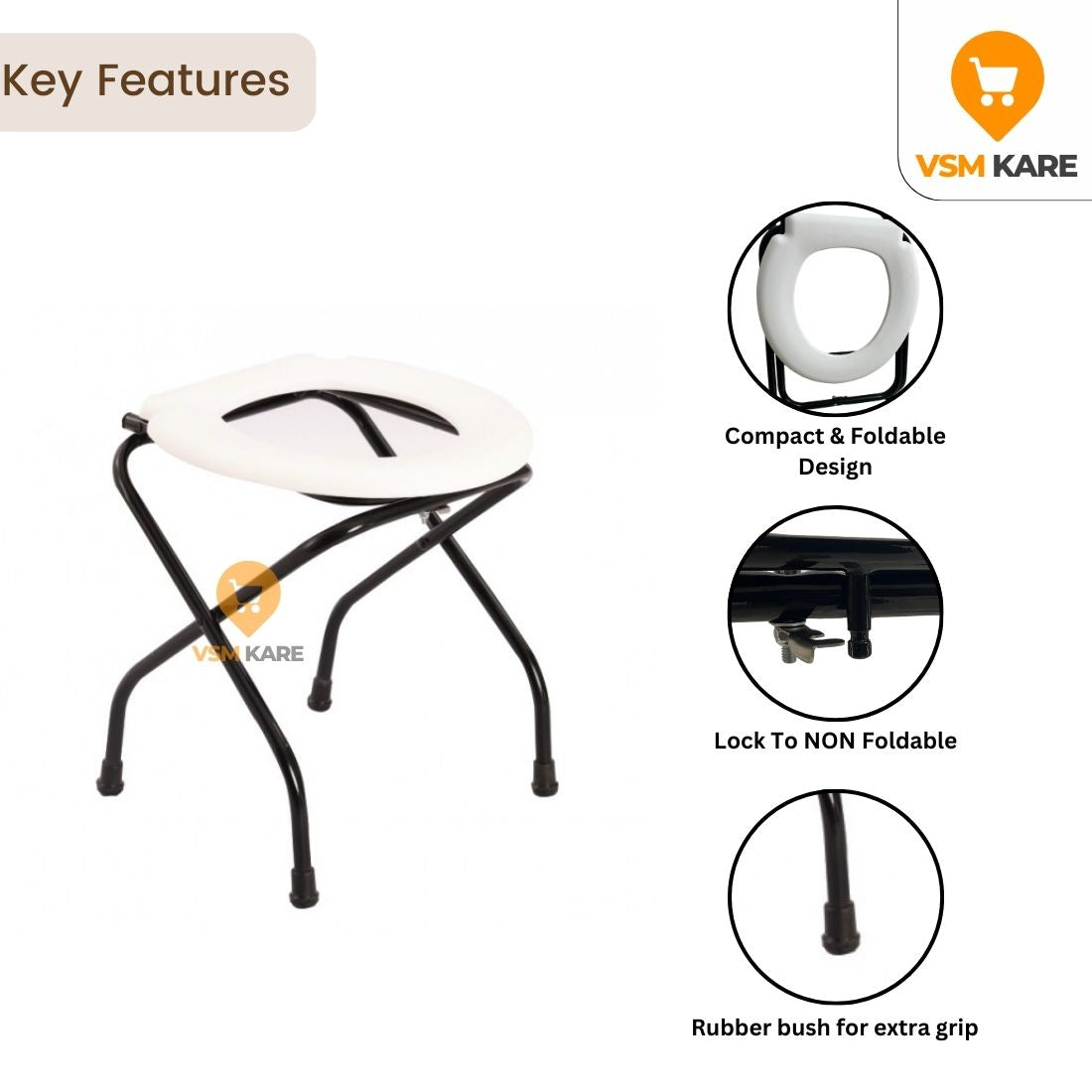 Foldable Commode/Toilet Stool for Indian Toilets | Easy Foldable & 100Kgs Weight Capacity