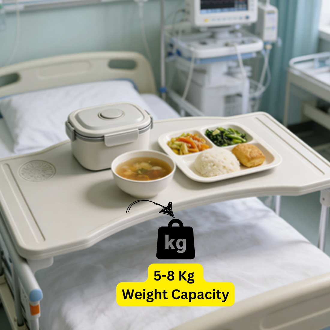 Food Tray Board ABS - Overbed Food Tray for Hospital & Home Use