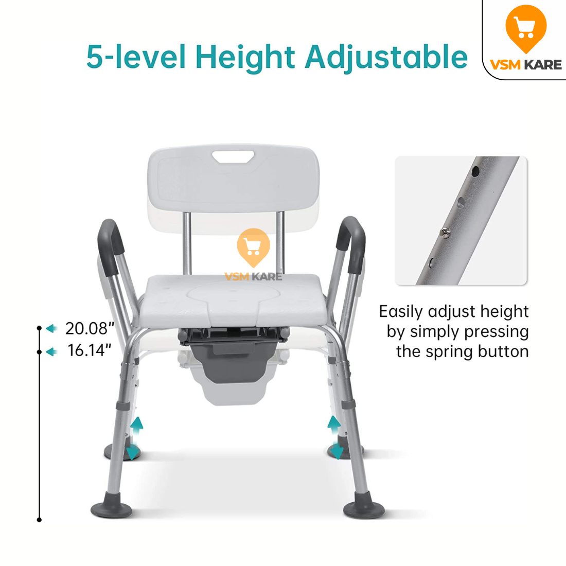 2 in 1 Shower/Bath Chair & Commode/Potty Chair with Anti slip bottom