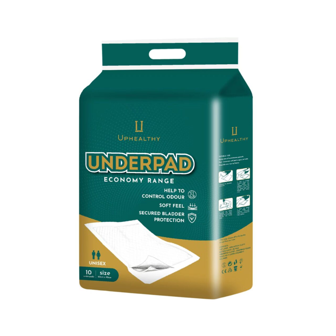 Underpad -Large (90x60cm) | Disposable Underpad, Highly Absorbent, Anti-Bacterial, Rash Protection, Leak Proof