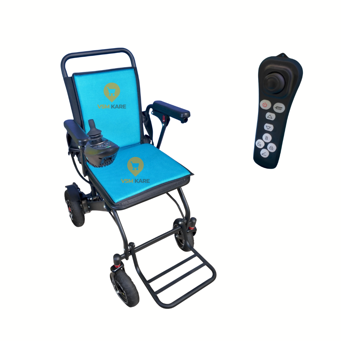 Motorised Wheelchair with Remote- Foldable, Compact, Lithium Battery Wheelchair, Flip up Handles