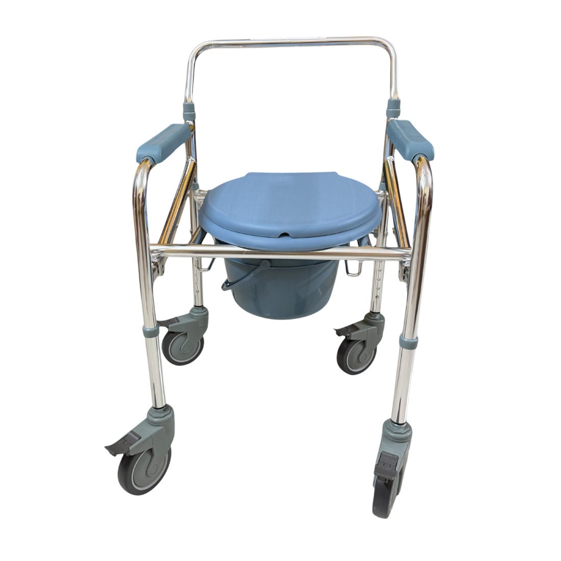 Aluminium Commode Chair with 5" Wheels & Height Adjustable, Multipurpose Portable Commode