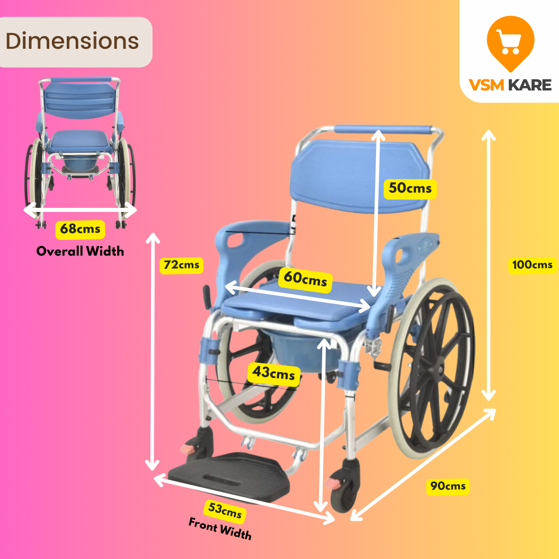 Dimension of shower wheelchair by VSM kare