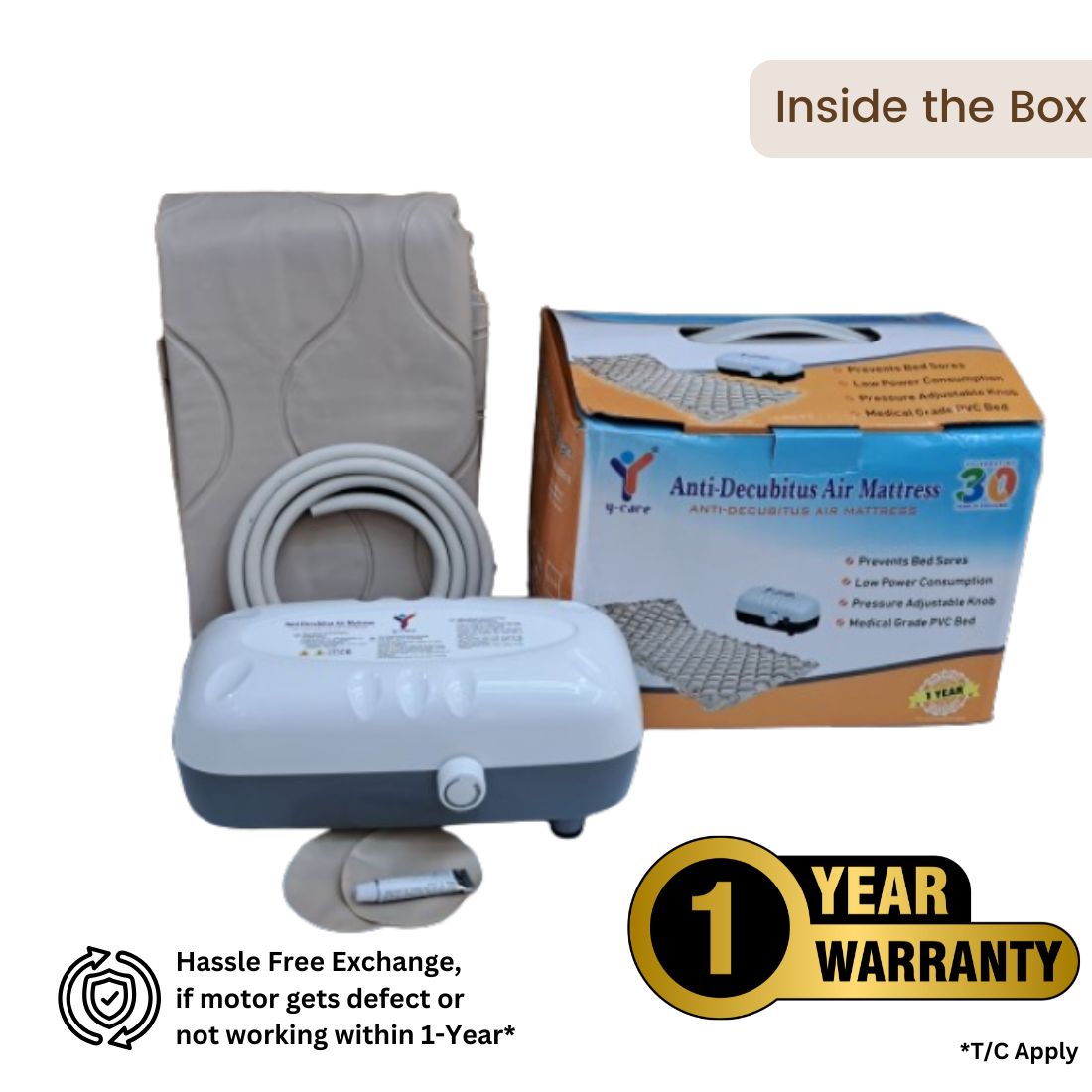 Anti Decubitus Air Mattress with Air pump | 1 Year Warranty on Motor | Air Bed for Patients