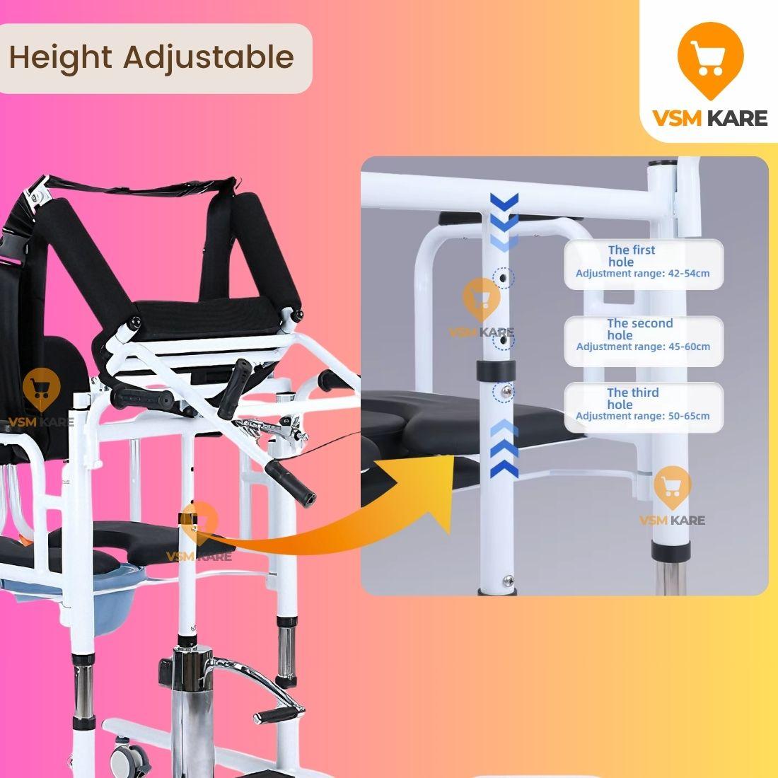 Patient Lift Transfer Wheel chair Hydraulic with Shoulder Lift support & Food Tray