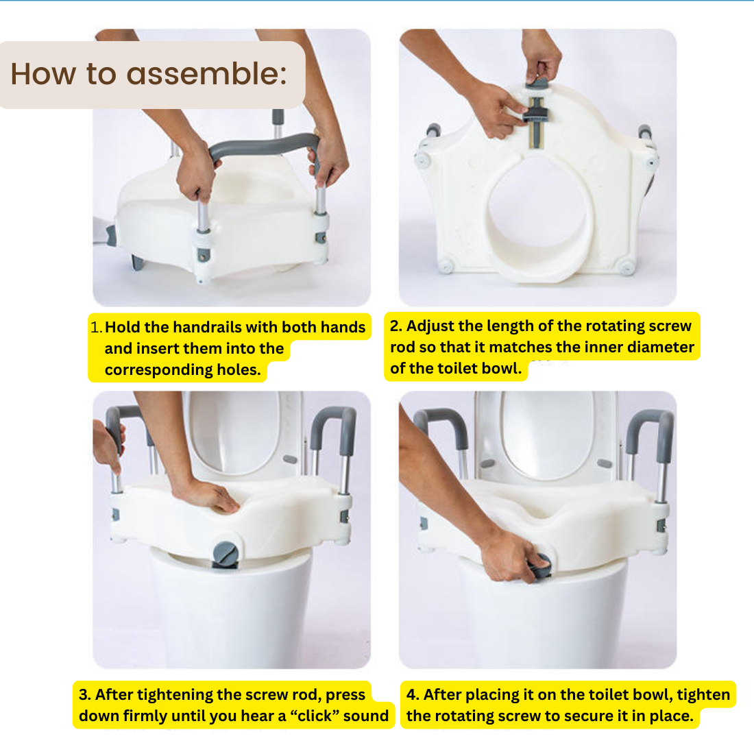 Toilet Raiser with Side Rails for Western Toilets