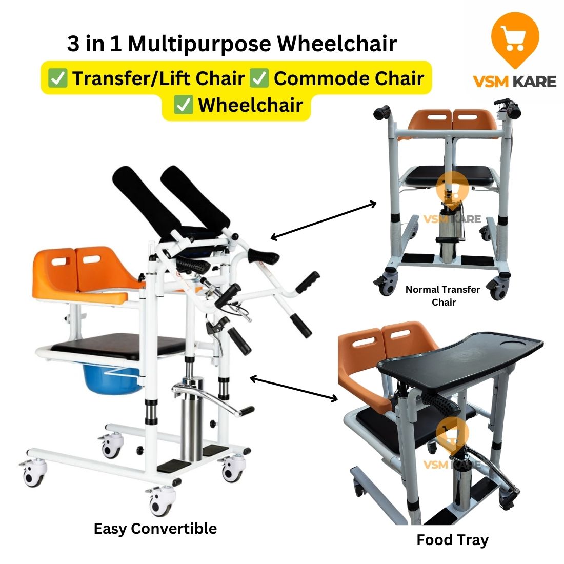 Patient Lift & transfer wheel chairs for adults at low price in India
