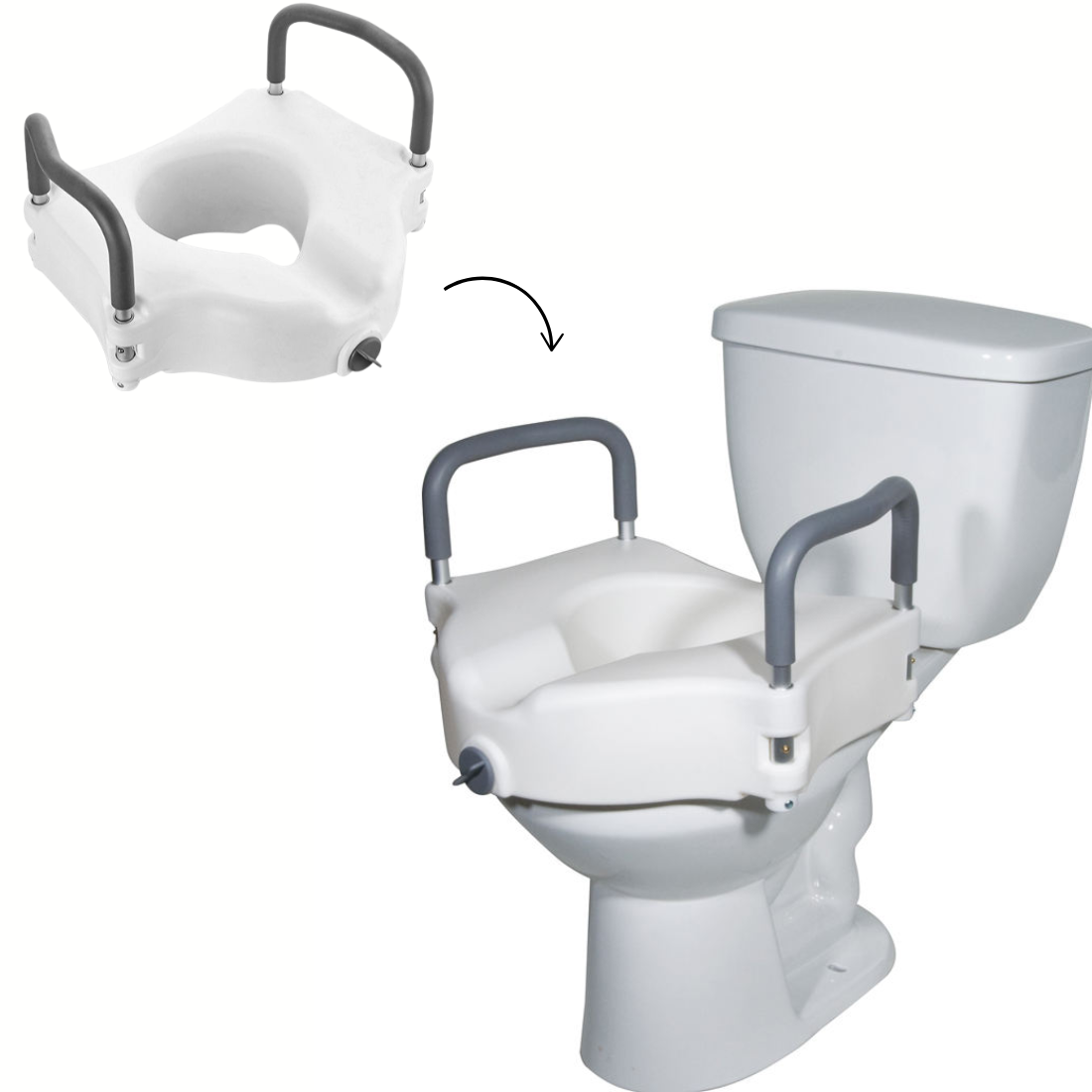 Toilet Raiser with Side Rails for Western Toilets | Safe & Sturdy Support
