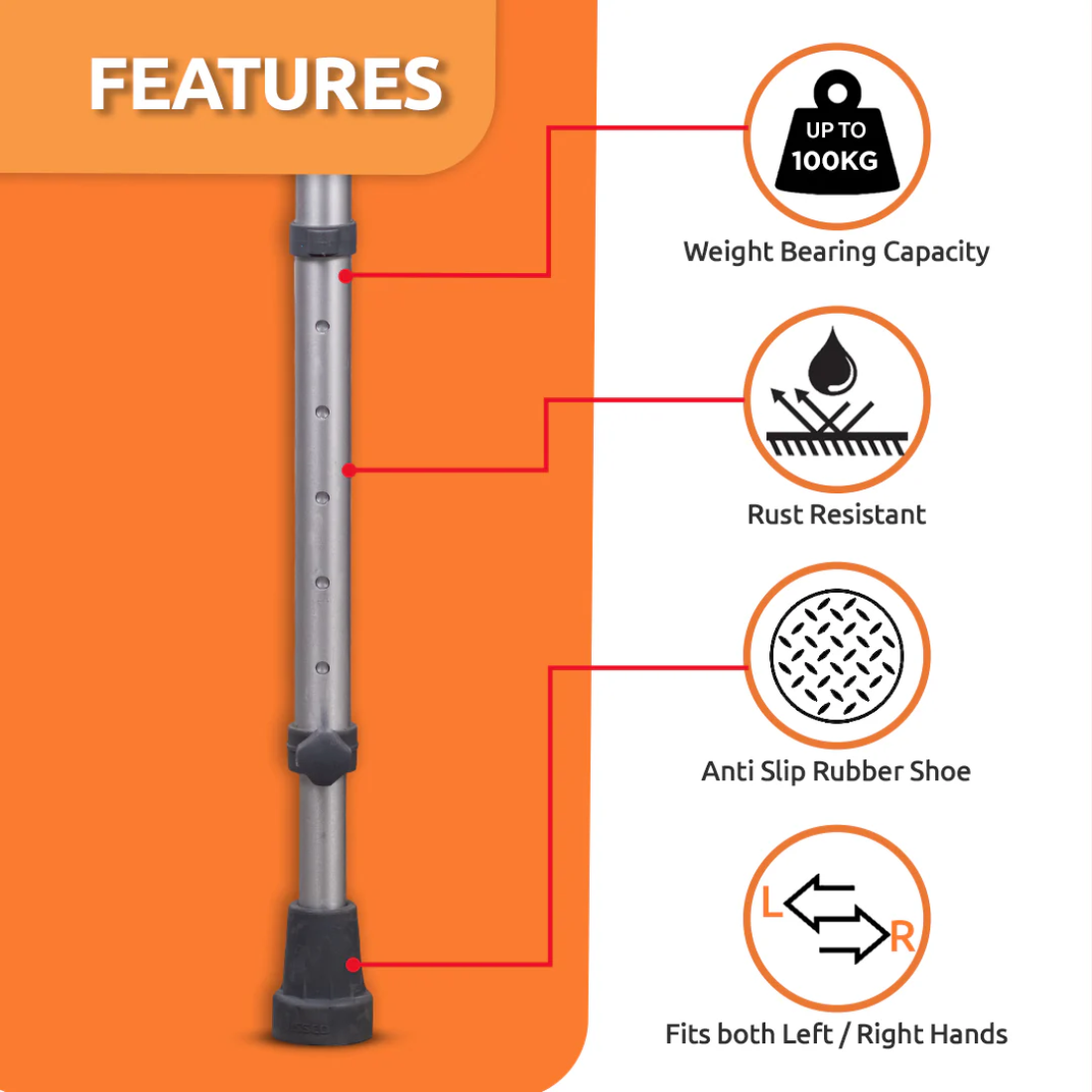 Elbow crutch stick made of aluminium at best price in VSM Kare